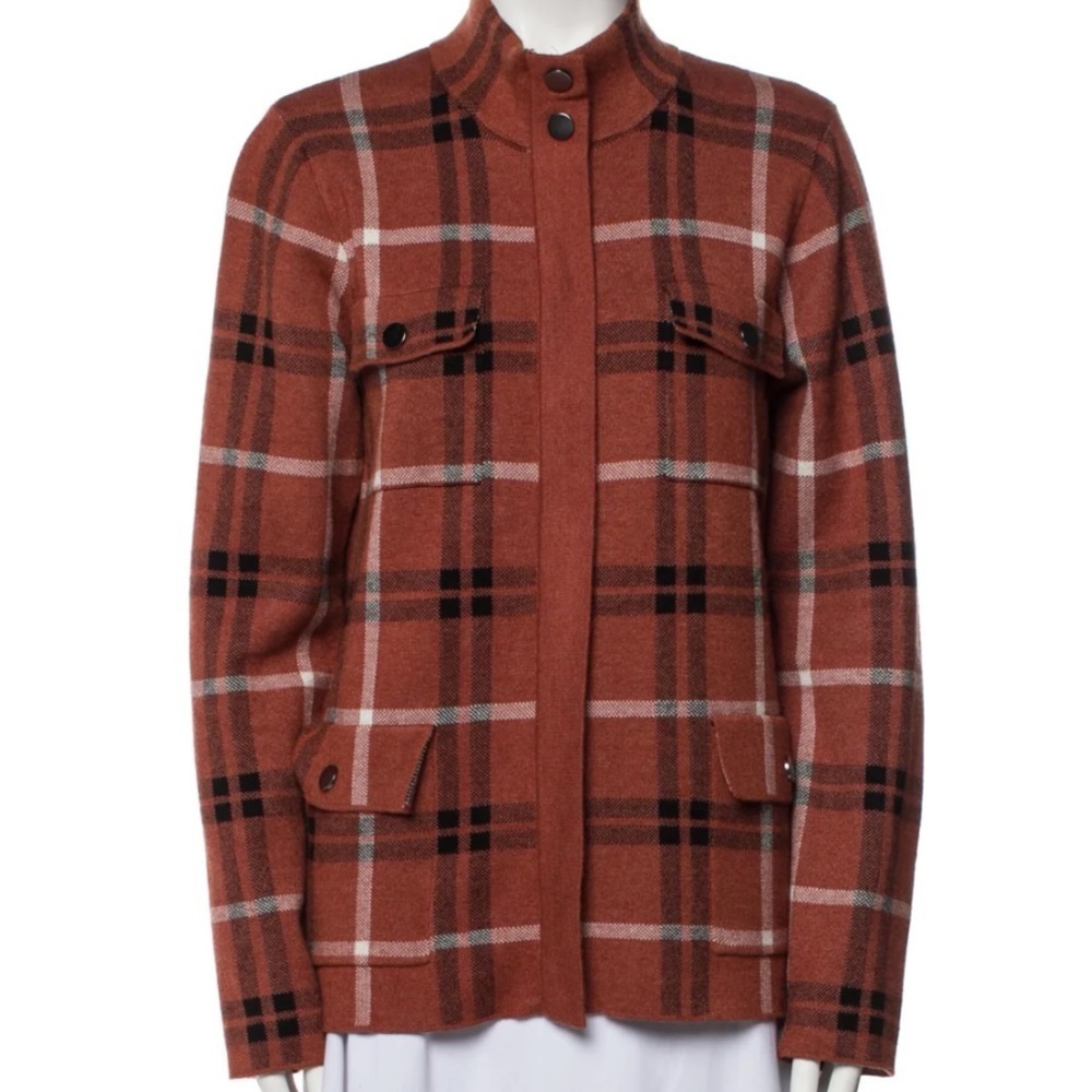 Joie Plaid Zippered Sweater Jacket